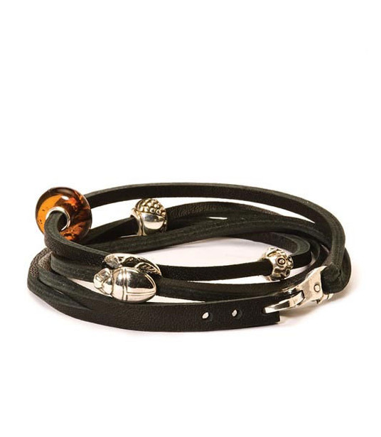 Trollbeads Leather Wristband black Lange 36cm