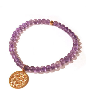 Amethyst-Armband mit Blume des Lebens Steindesign - 1