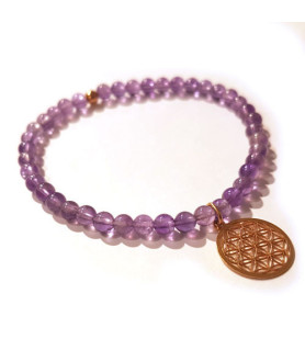 Amethyst-Armband mit Blume des Lebens Steindesign - 2