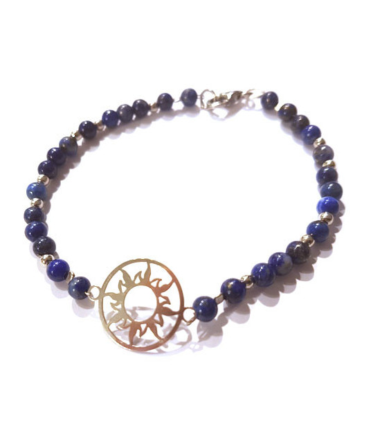 Lapis lazuli bracelet with sun of life Steindesign - 1