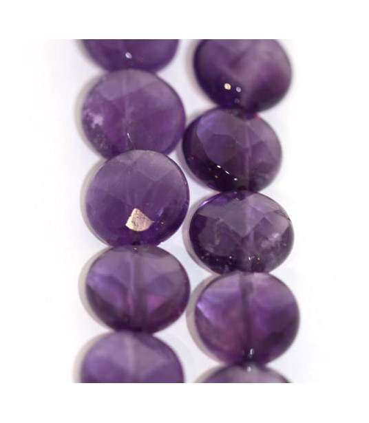 Amethyst, strand faceted round  - 1