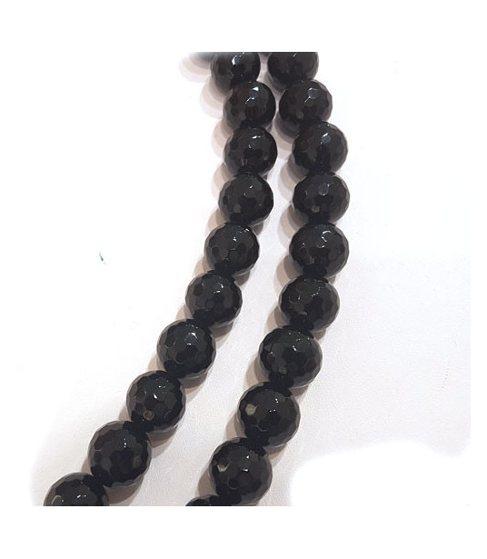 Onyx ball strand 14 mm faceted  - 2