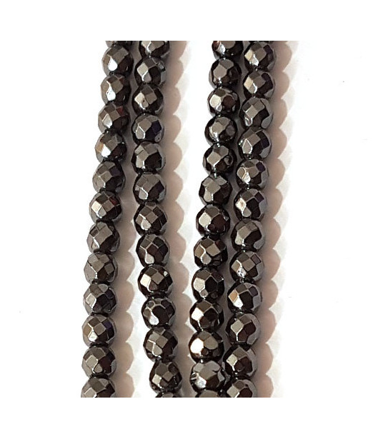 Hematite ball strand 2 mm faceted  - 1
