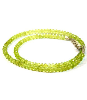 Peridot-Kette, Button facettiert 5mm  - 1