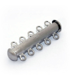 Bracelet buckle magnet 5 rows, silver rhodium plated satin  - 1
