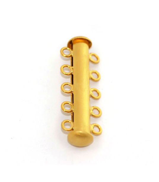 Bracelet clasp magnet 5 rows, silver gold plated satin  - 1