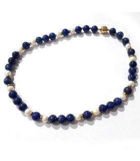 Collier Lapis Lazuli & Perle  - 1