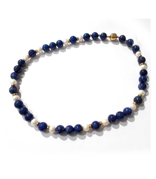 Collier Lapis Lazuli & Perle  - 1