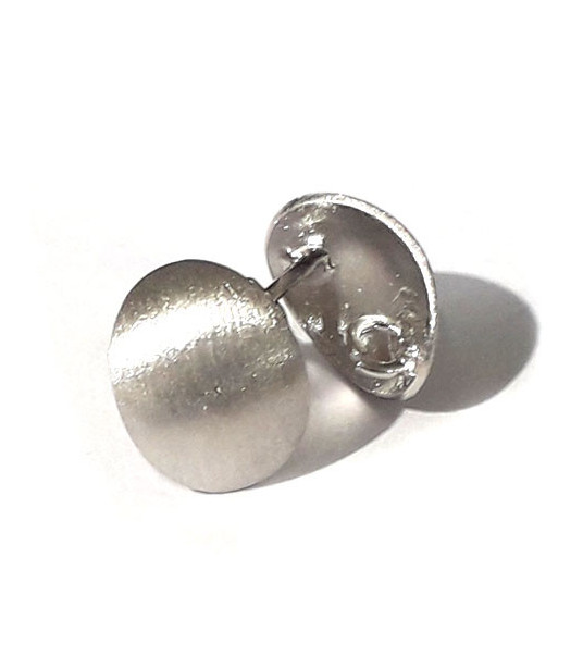 Ohrsteckerpatent oval, Silber rhodiniert matt Steindesign - 1
