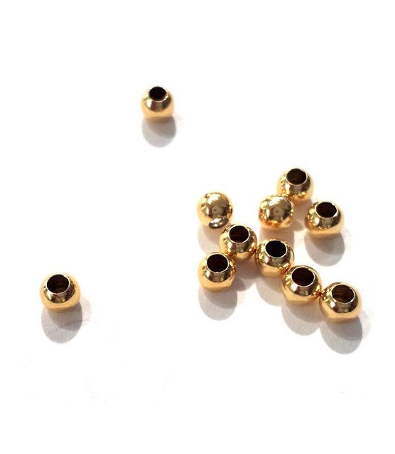 Kugeln 3 mm, 10 Stück, Silber vergoldet  - 1