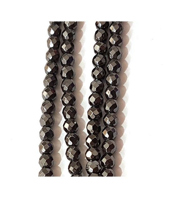 Hematite ball strand 2 mm faceted  - 1