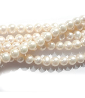 Perle weiß, Strang rund 7-8 mm  - 1