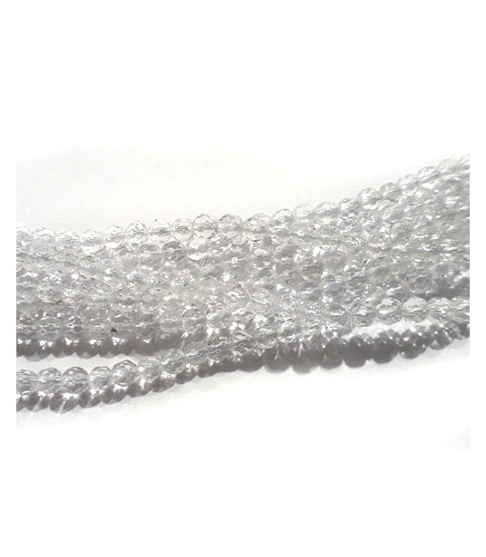 Rock Crystal strand round 4mm, AAA faceted  - 1