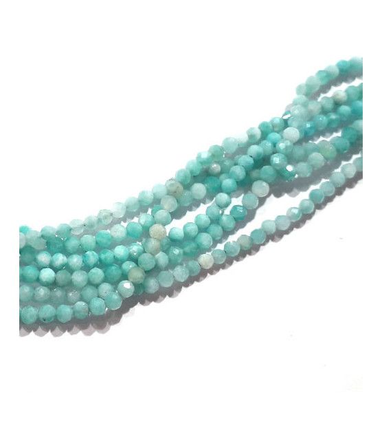 Amazonite, strand round 2,5 mm faceted  - 1