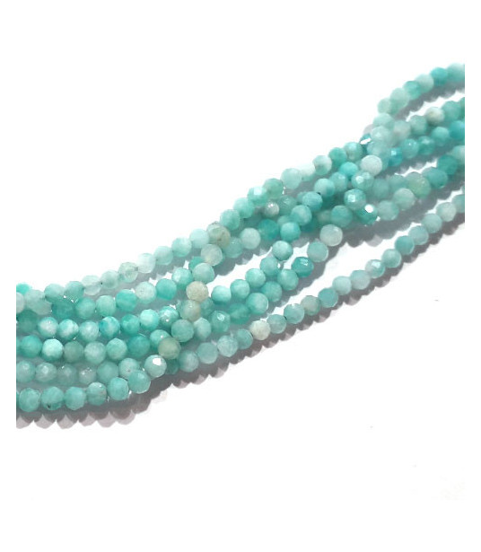 Amazonite, strand round 2,5 mm faceted  - 1