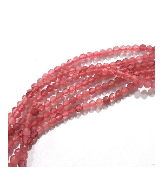 Tourmaline red strand round 2,5 mm faceted  - 1