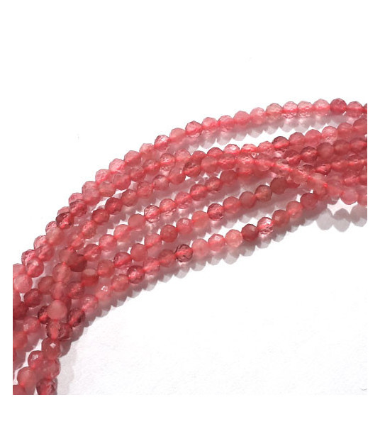 Tourmaline red strand round 2,5 mm faceted  - 1