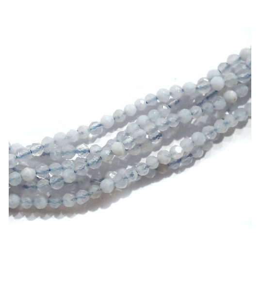 Chalcedony, strand round 2 mm faceted  - 1