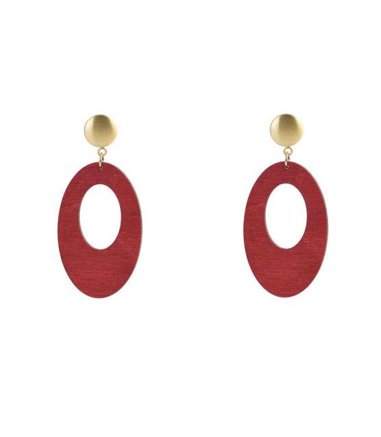 copy of Earrings Wood Round Red  - 1