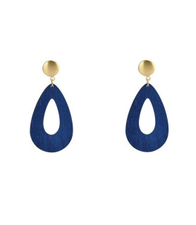 copy of Earrings Wood Round Blue  - 1