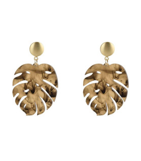 Earrings Acryl Leaf beige  - 1