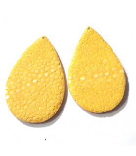 Rochenleder Tropfen gelb (1 Paar)  - 1