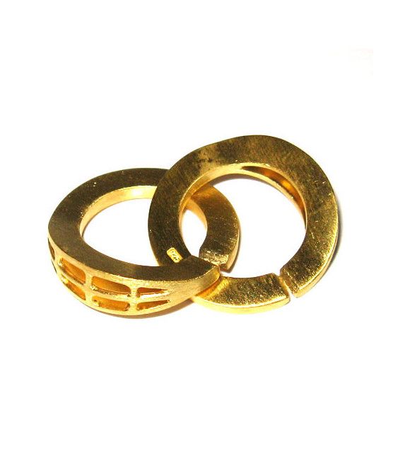 Double ring clasp 30mm silver gold plated matt Steindesign - 1