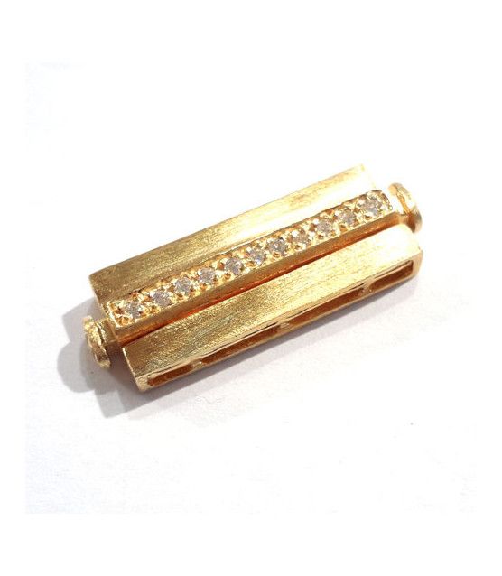 Armbandschließe Magnet mehrreihig mit Zirkonia, Silber vergoldet matt  - 1
