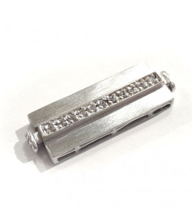 Bracelet clasp magnet multi-row with cubic zirconia, silver rhodium plated matt  - 1