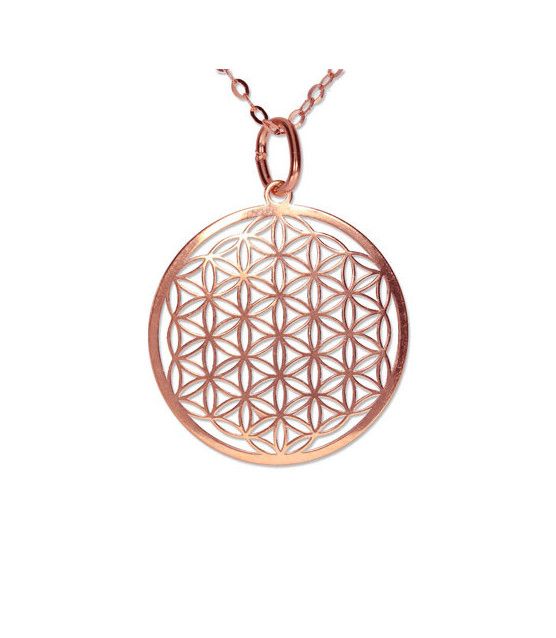 Flower of Life Pendant silver rose gold plated 10mm  - 1