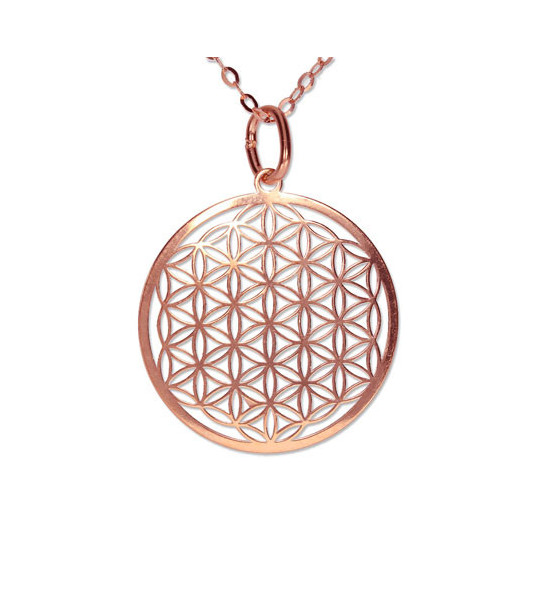 Flower of Life Pendant silver rose gold plated 10mm  - 1