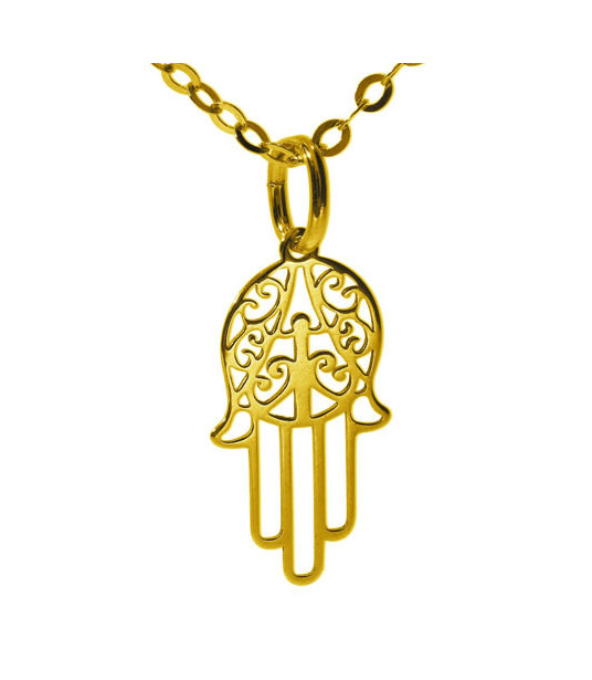 copy of Fatimas Hand Pendant silver gold plated 15mm  - 1