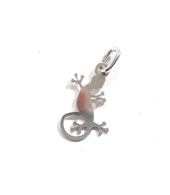 Gecko pendant silver rhodium plated 15mm  - 1