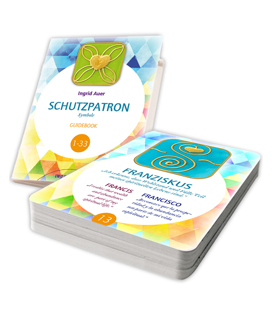 Energetisiertes Kartenset "Schutzpatron-Symbole" DEUTSCH mit Guidebook Ingrid Auer Engel - 1
