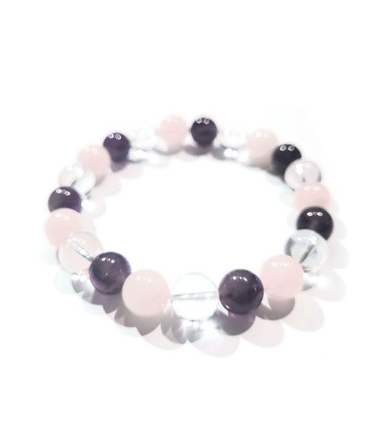 Amethyst Rose Quartz Rock Crystal Bracelet 10mm  - 2