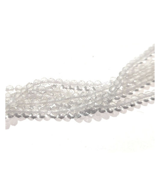 Rock Crystal strand round 2mm, faceted  - 1