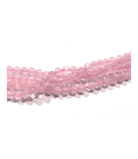 Pink Quartz strand faceted 3mm round  - 1