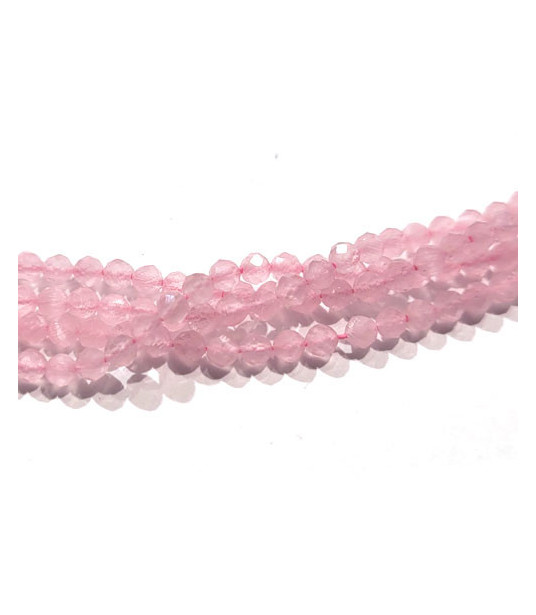 Pink Quartz strand faceted 3mm round  - 1