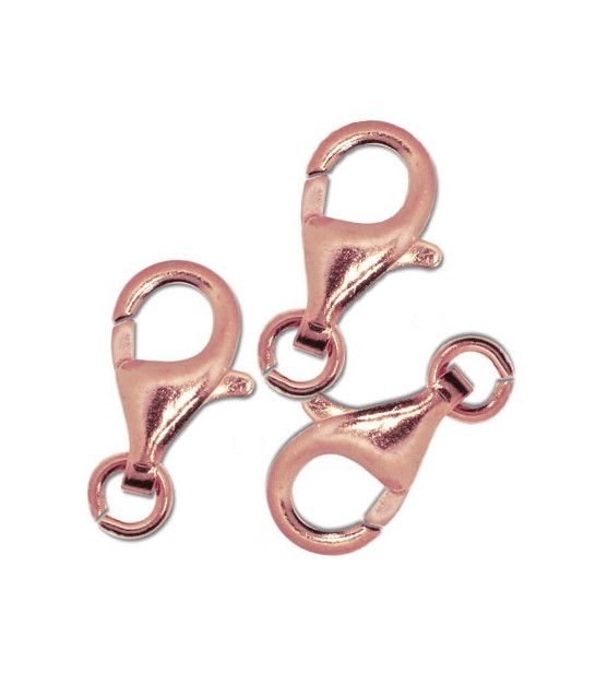 Carabiner 13 mm, silver rosé gold plated (3 pcs.)  - 1