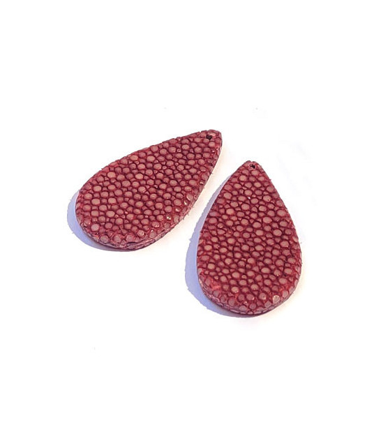 Stingray Leather Drops (1 pair) garnet red  - 1