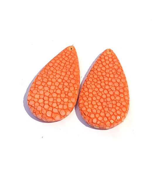 Stingray Leather Drops (1 pair) orange  - 2