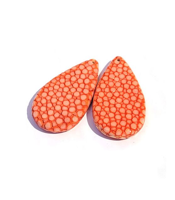 Stingray Leather Drops (1 pair) dark orange  - 1