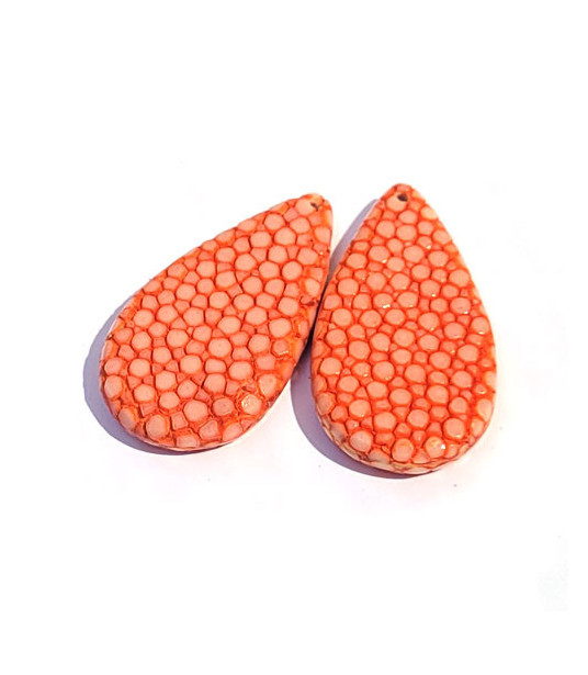 Stingray Leather Drops (1 pair) dark orange  - 1