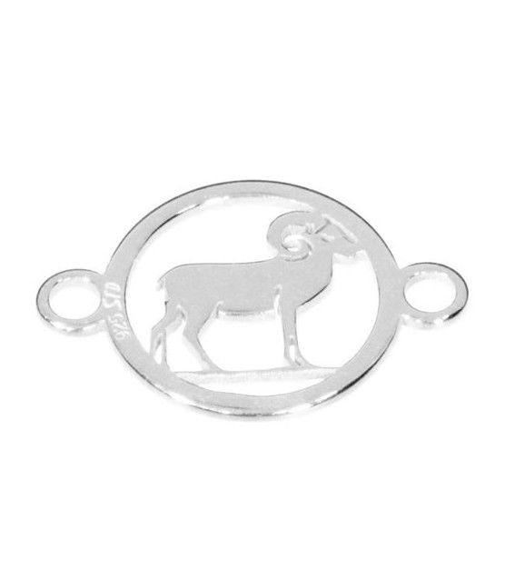 Sign of the Zodiac Aries with two loops silver  - 1