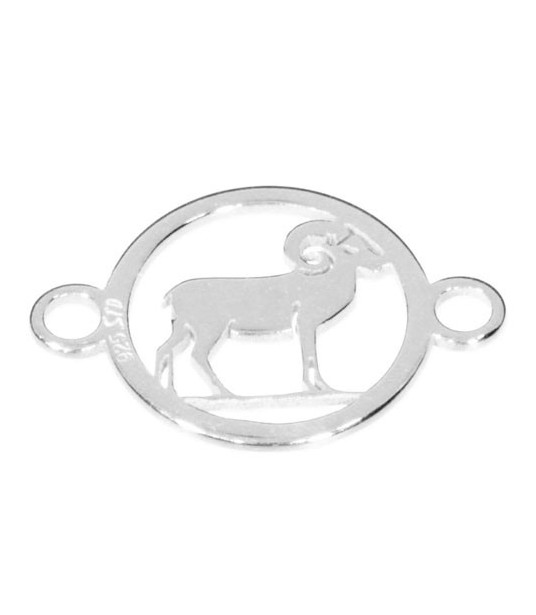 Sign of the Zodiac Aries with two loops silver  - 1