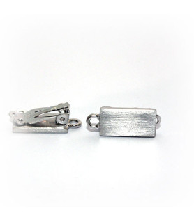 Earclip patent rectangular, silver rhodium plated, satin Steindesign - 1