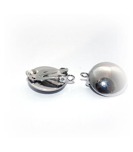 Ohrclipspatent groß, Silber rhodiniert Steindesign - 1