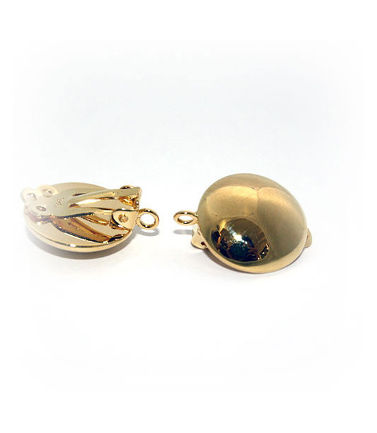 Ohrclipspatent groß, Silber vergoldet Steindesign - 1