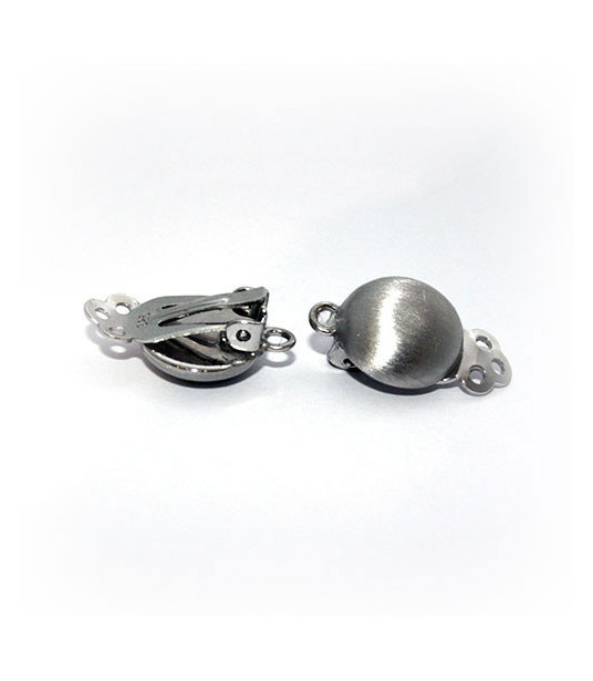 Ohrclipspatent klein, Silber rhodiniert matt Steindesign - 1
