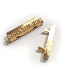 Armbandschließe Magnet mehrreihig mit Zirkonia, Silber vergoldet matt  - 2
